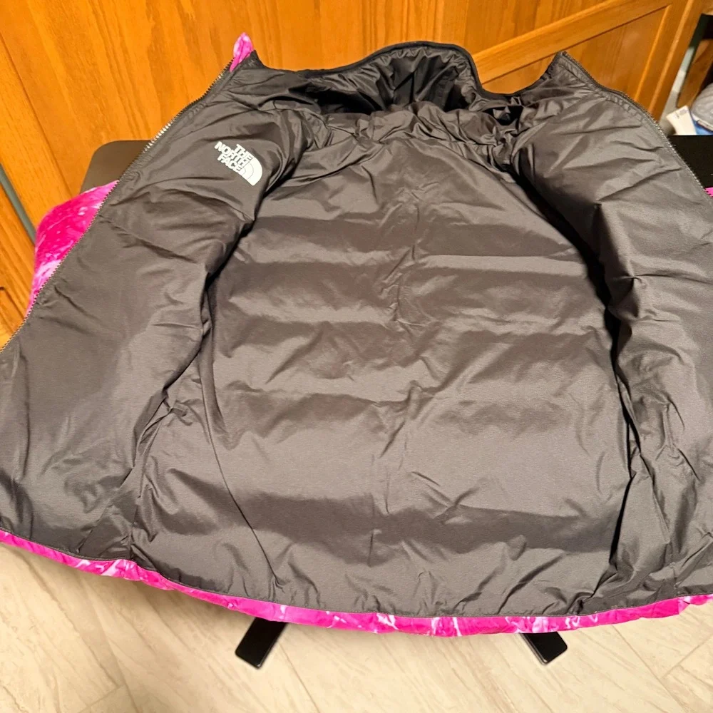 NEW The North Face Girls Down L 12 Reversible Jacket Pink Spray Black